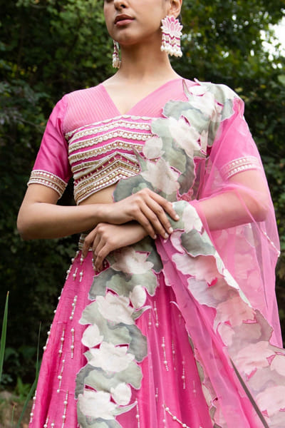 Saksham & Neharicka Pink embellished lehenga set SNNWLS300