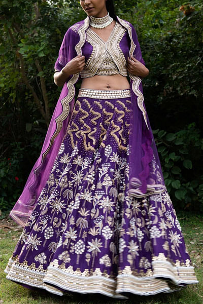 Purple embroidered lehenga set