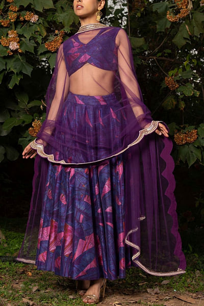 Purple printed lehenga set