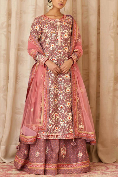 Neutral lavendar kurta lehenga set