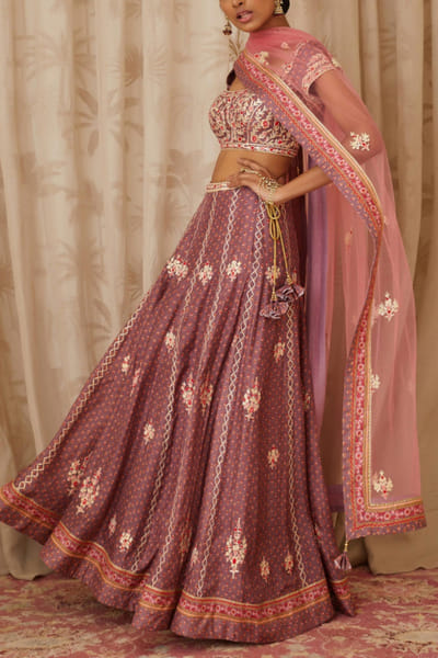 Shyam Narayan Prasad Purple and neutral embroidered lehenga set SNP213017
