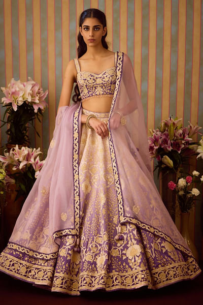 Lilac brocade lehenga set