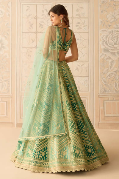 Shyam Narayan Prasad Mist and teal green embroidered lehenga set SHYMAY25D127279