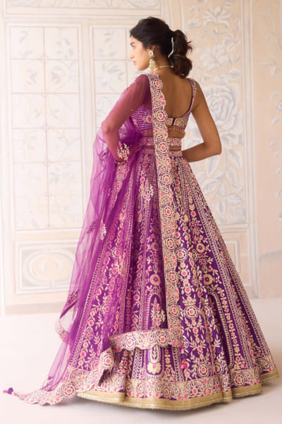 Shyam Narayan Prasad Royal purple floral gota work lehenga set SHYMAY25D127262