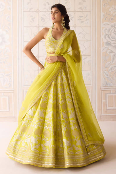 Shyam Narayan Prasad Spring green floral applique lehenga set SHYMAY25D127267