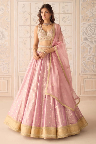 Blush pink zardozi embroidered lehenga set