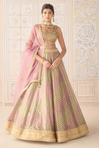 Dusty rose embroidered lehenga set