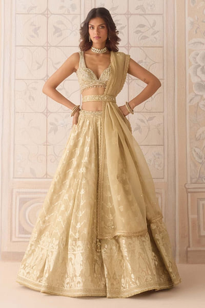 Gold zardozi embroidered lehenga set