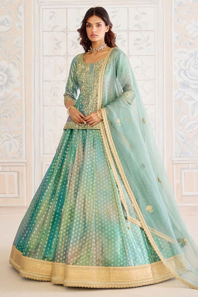 Dusty brocade lehenga set