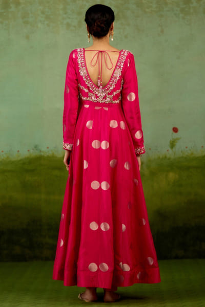 Shyam Narayan Prasad Fuchsia pink zardozi embroidered anarkali set SHYOCT25D135153