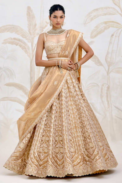 Gold gota embroidered lehenga set