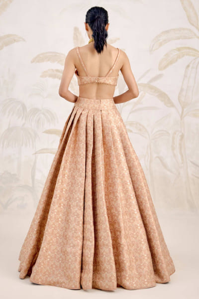 Shyam Narayan Prasad Dusty coral zardozi embroidered lehenga set SHYAPR26D142376