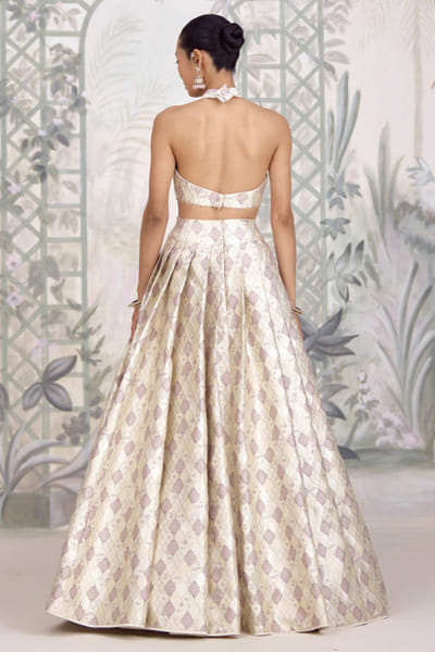 Shyam Narayan Prasad White zardozi embroidered lehenga set SHYAPR26D142382