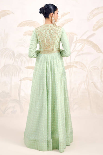 Shyam Narayan Prasad Sea green zardozi embroidered anarkali set SHYAPR26D142384