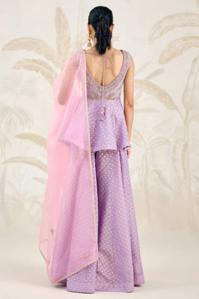 Shyam Narayan Prasad Orchid lavender zardozi embroidery sharara set SHYAPR26D142385