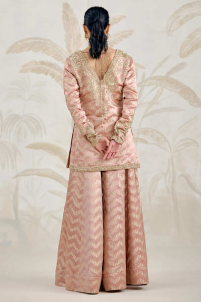 Shyam Narayan Prasad Old rose pink zardozi embroidered sharara set SHYAPR26D142389