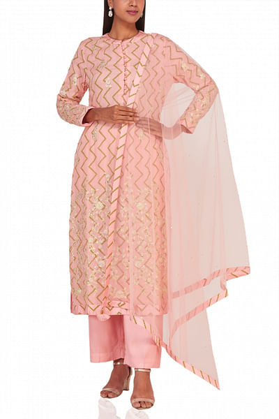 Pink kurta with trouser and dupatta