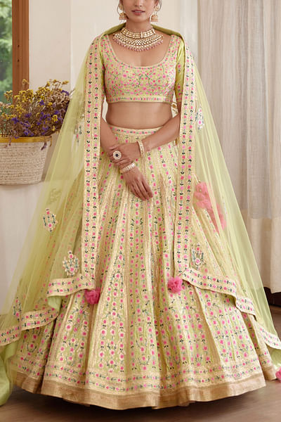 Light green embroidered lehenga set