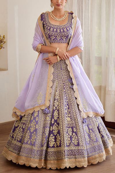 Purple embroidered lehenga set