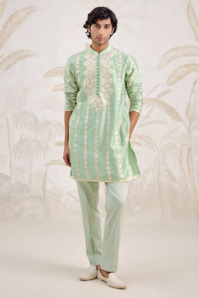 Sea green gota embroidered kurta set
