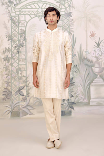 Ivory gota embroidered kurta set