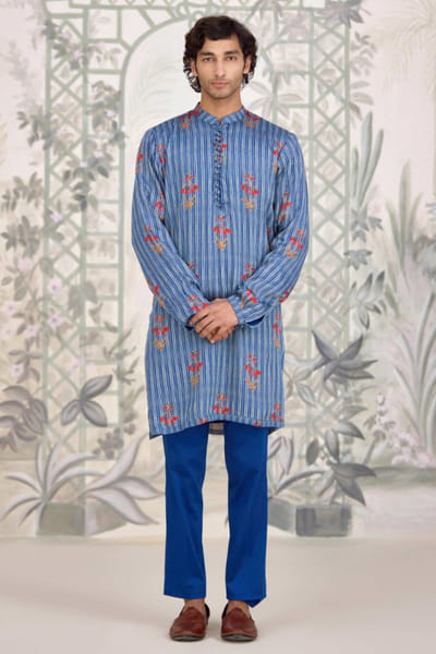 Blue printed kurta set