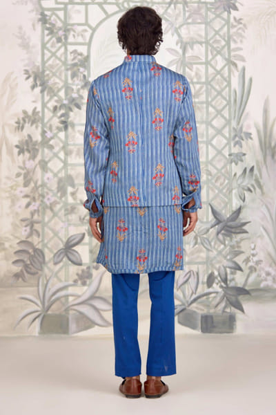 Shyam Narayan Prasad Blue printed bandi kurta set SHYAPR26D142068