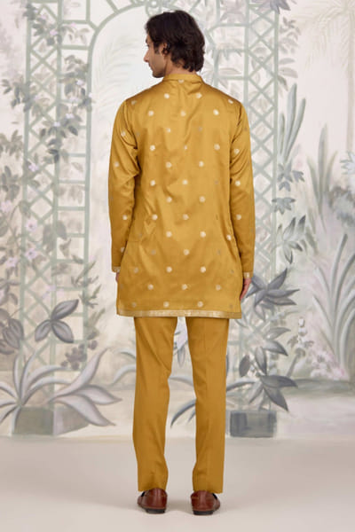 Shyam Narayan Prasad Mustard brocade kurta set SHYAPR26D142069
