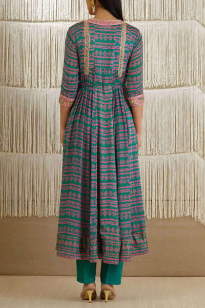 Shyam Narayan Prasad Teal embroidered anarkali set SNPNP1906