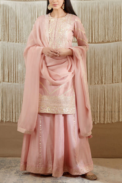 Shyam Narayan Prasad Powder pink embroidered sharara set SNPNP1945