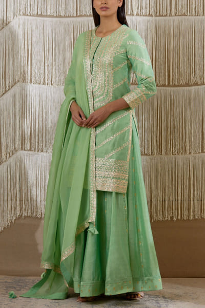 Light green chanderi sharara set