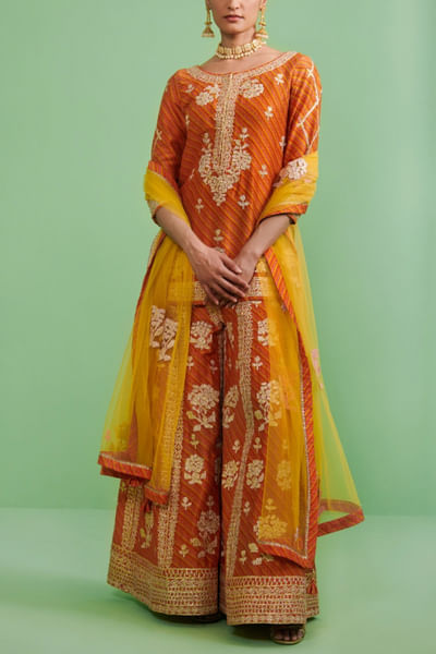 Dual-tone printed sharara set