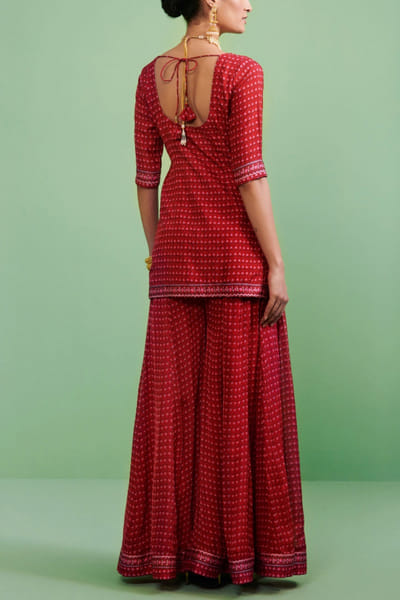 Shyam Narayan Prasad Maroon embroidered sharara set SNPP3136