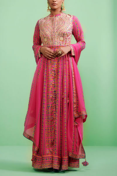 Pink printed kurta set