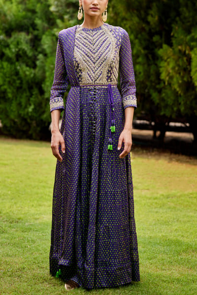 Shyam Narayan Prasad Purple embroidered anarkali set SNPSEP2218