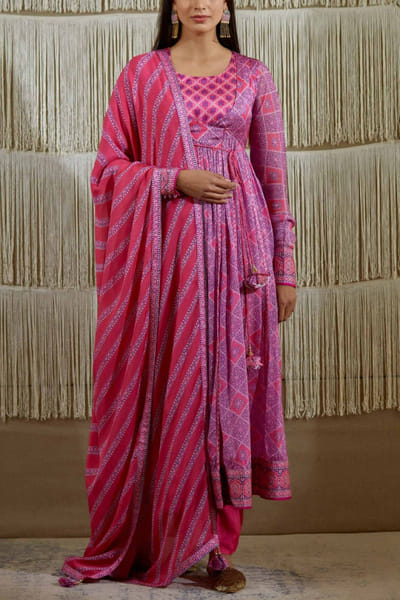 Shyam Narayan Prasad Pink printed angrakha set SNPSNP1922