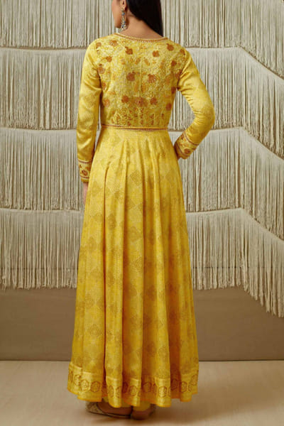 Shyam Narayan Prasad Yellow printed anarkali set SNPSNP1934