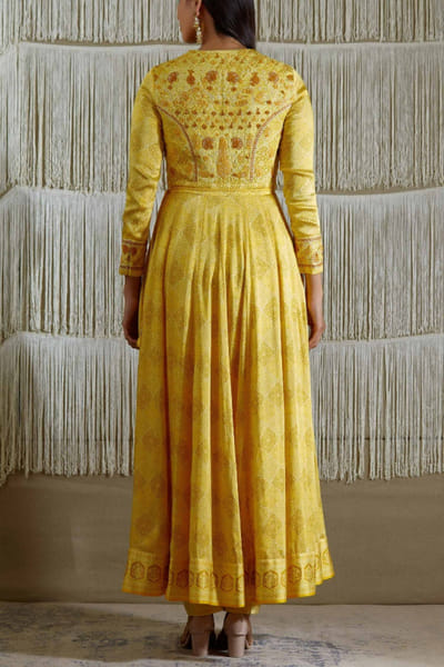 Shyam Narayan Prasad Yellow printed anarkali set SNPSNP1938