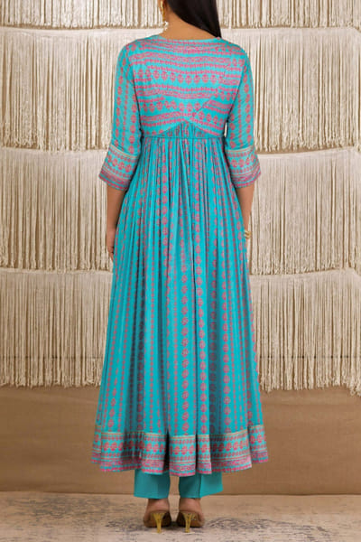 Shyam Narayan Prasad Blue printed angrakha set SNPSP1902