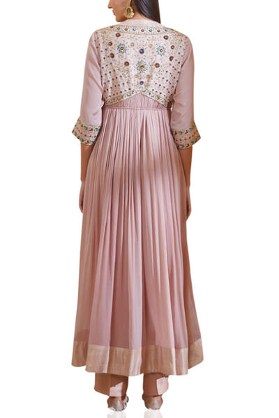 Shyam Narayan Prasad Old rose pink embroidered angrakha set SNPSS201290