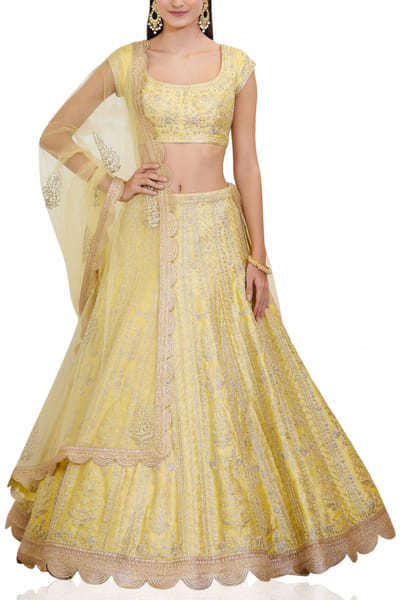 Shyam Narayan Prasad Light yellow embroidered lehenga set SNPSS201322