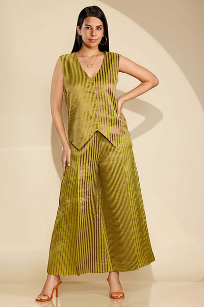 Yellow stripe woven co-ord set