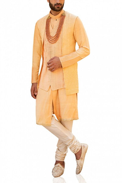 Saffron kurta and jacket set
