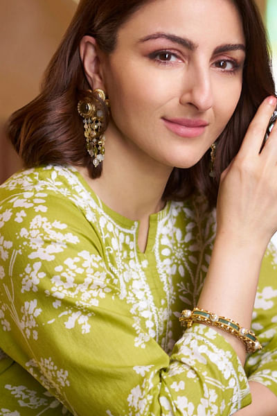 Jade green stone and carved tassel earrings