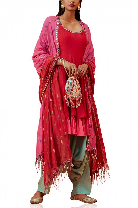 Mabish by sonal jain maroon embellished anarkali top