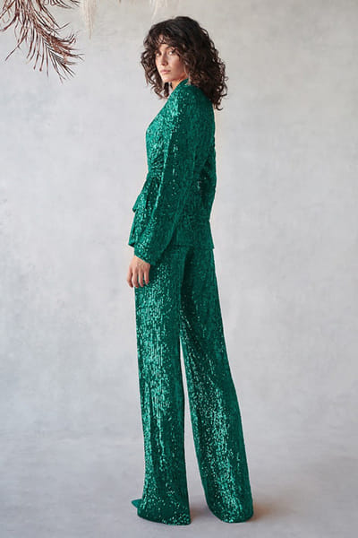 Khushboo & Pankaj Green sequin embellished blazer set KHUSAPR26D143301