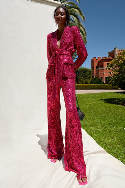 Khushboo & Pankaj Pink sequin embellished blazer set KHUSAPR26D143302
