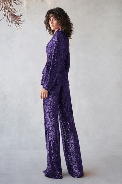 Khushboo & Pankaj Purple sequin embellished blazer set KHUSAPR26D143303