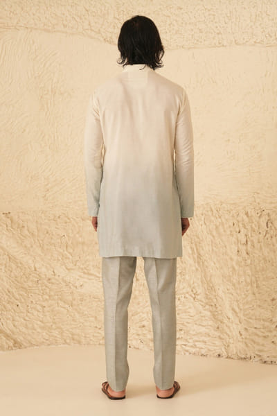Shreyansh Designs Ivory and blue pearl embroidered kurta set SHREAUG26D152367