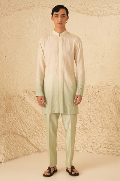 Shreyansh Designs White and mint pearl embroidered kurta set SHREAUG26D152365